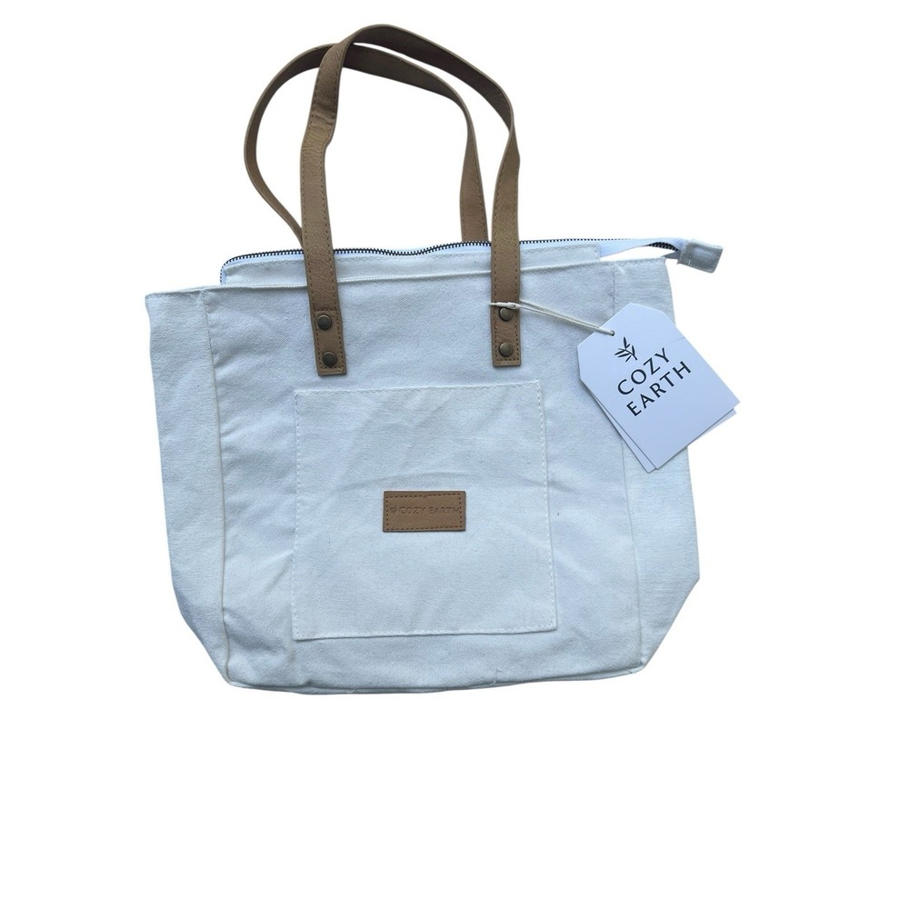 cozy earth bag White Canvas‎ Storage Bag Tote 15"x11"